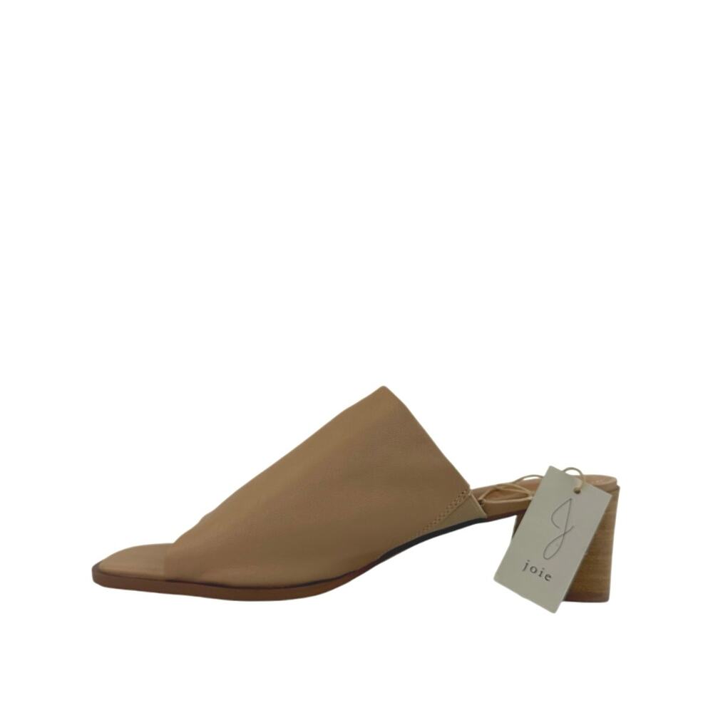 NEW Joie Olympia Tan Beige Block Heel Open Toe Slip On Slide Mule Sandals Sz 10